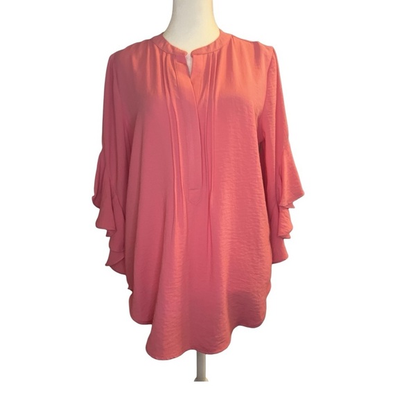 Vince Camuto Women's Pink Blouse Flowing Ruffled sleeves Small - Picture 1 of 5